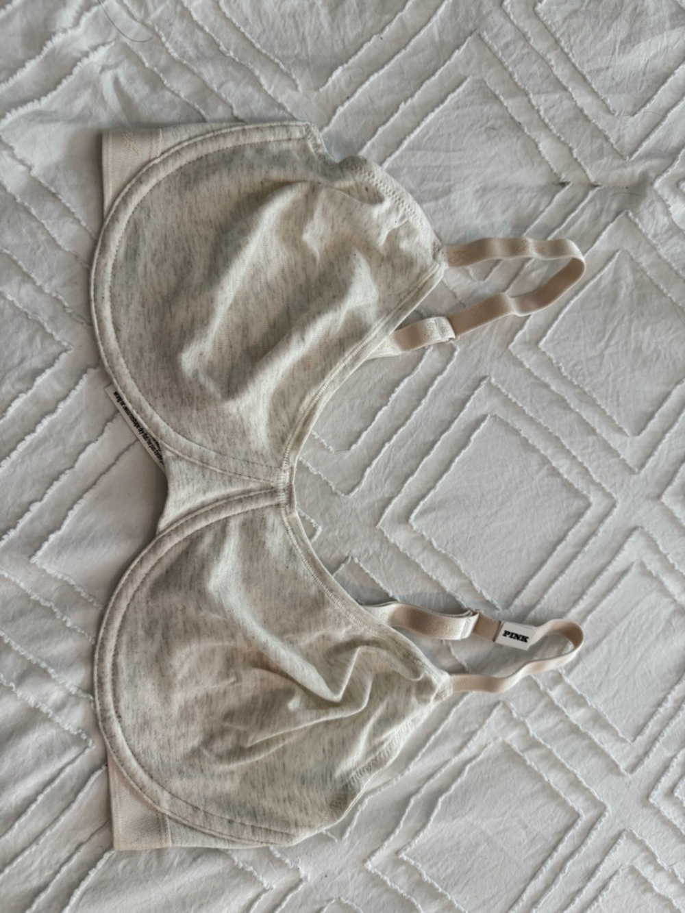 PINK Victoria's Secret Heathered Light Beige Wireless Bra